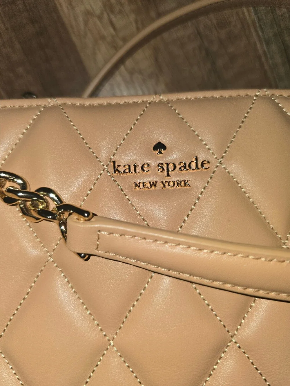 kate spade Quilted Leather Chain-Handle Shoulder Bag - Cream Beige